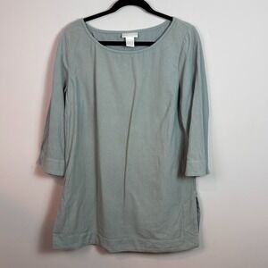 Soft Surroundings Womens 100% Cotton Grey Gauzy Tunic Top sz MED lagenlook boho